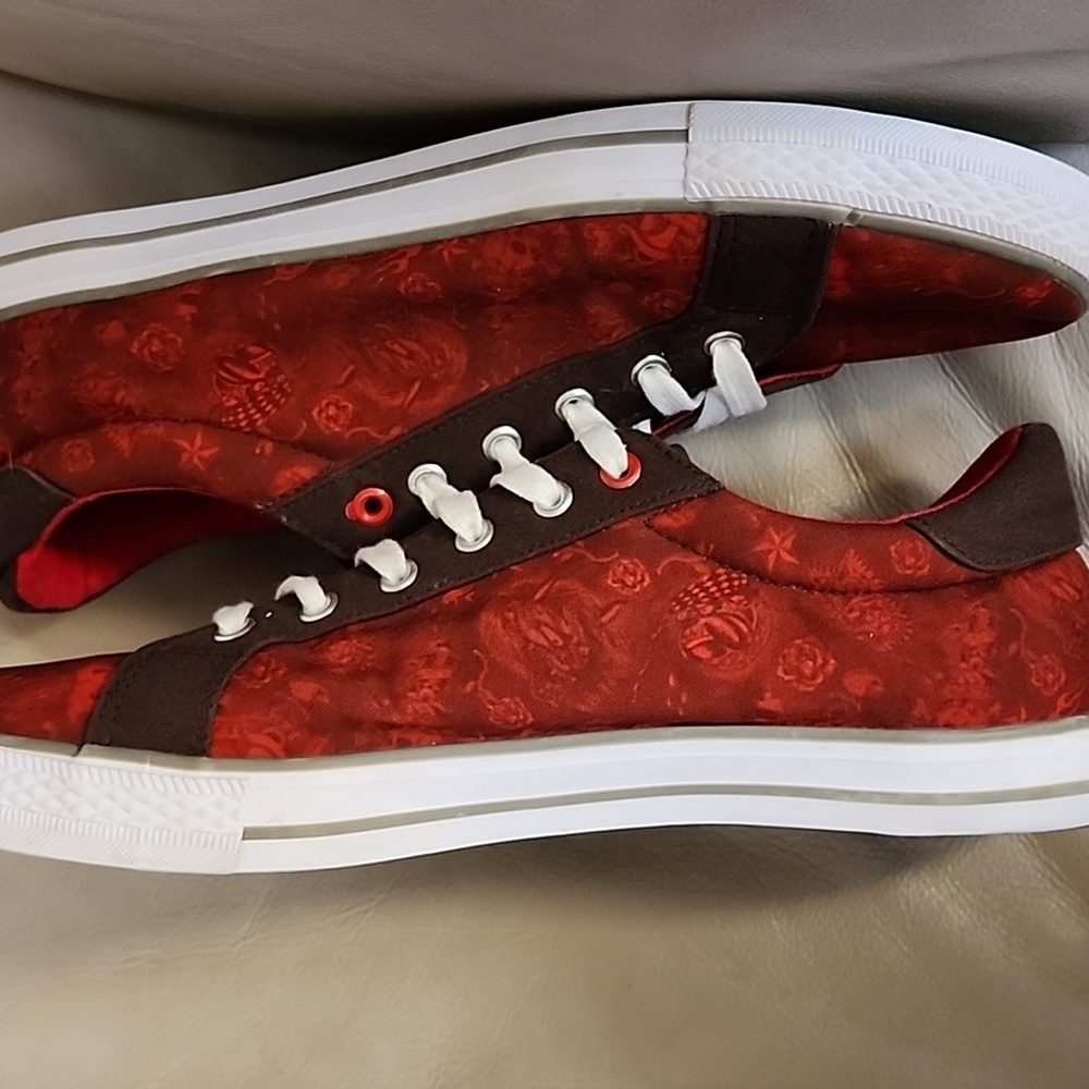 Ed Hardy Men's Red Jet Patterned Sneakers Size 11 Preowned - Picture 6 of 12